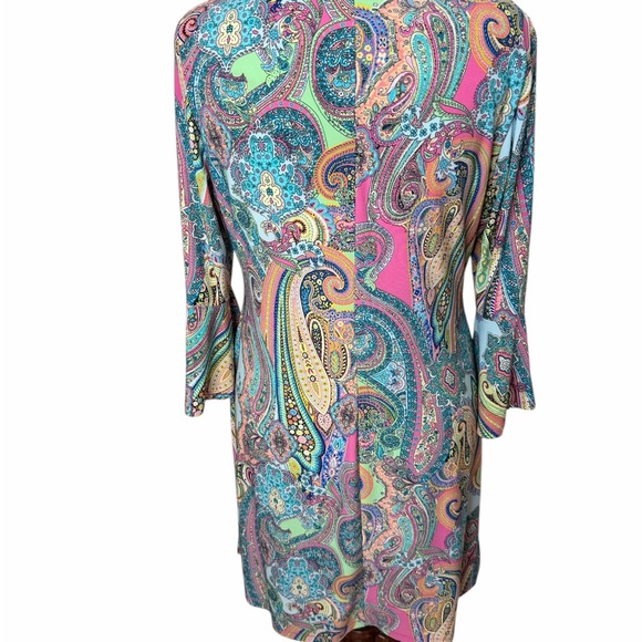 Tommy Hilfiger Fun Colorful Paisley Print Shift Dress Size 14 Stretch Knit - Picture 8 of 10